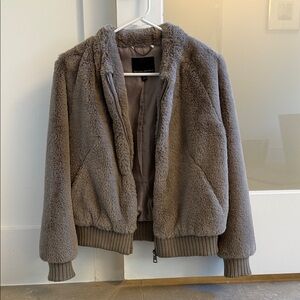 Banana Republic Gray Faux Fur Jacket
